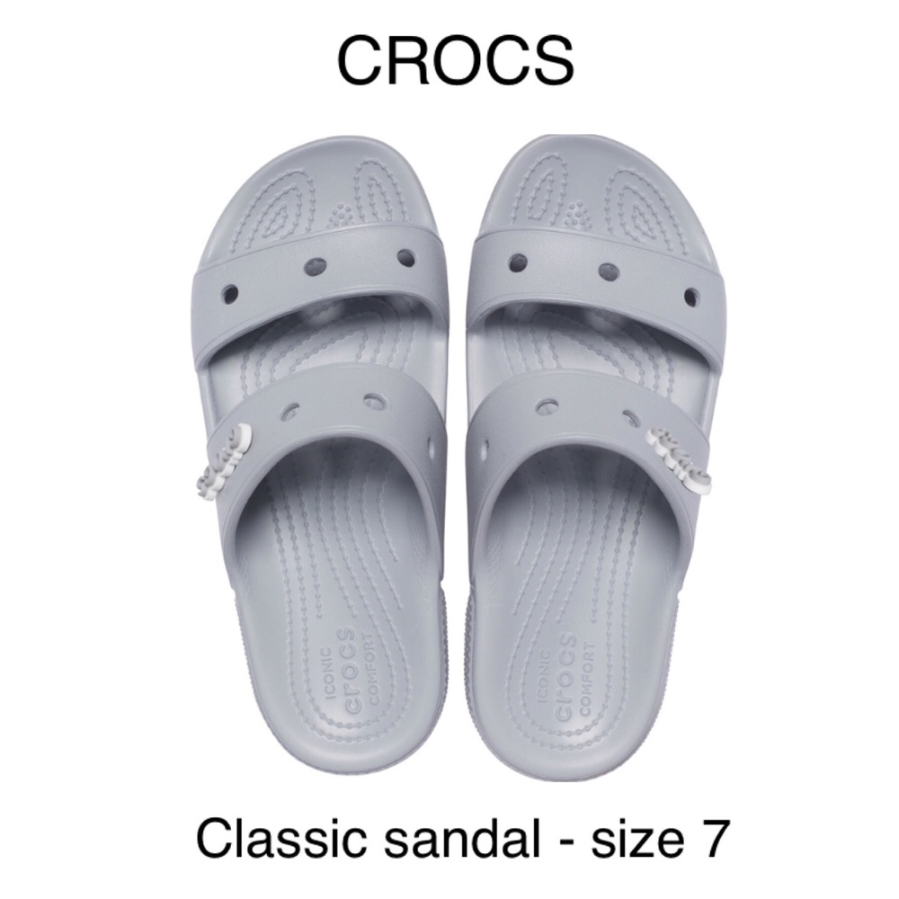 CROCS light gray sandals. Size 7